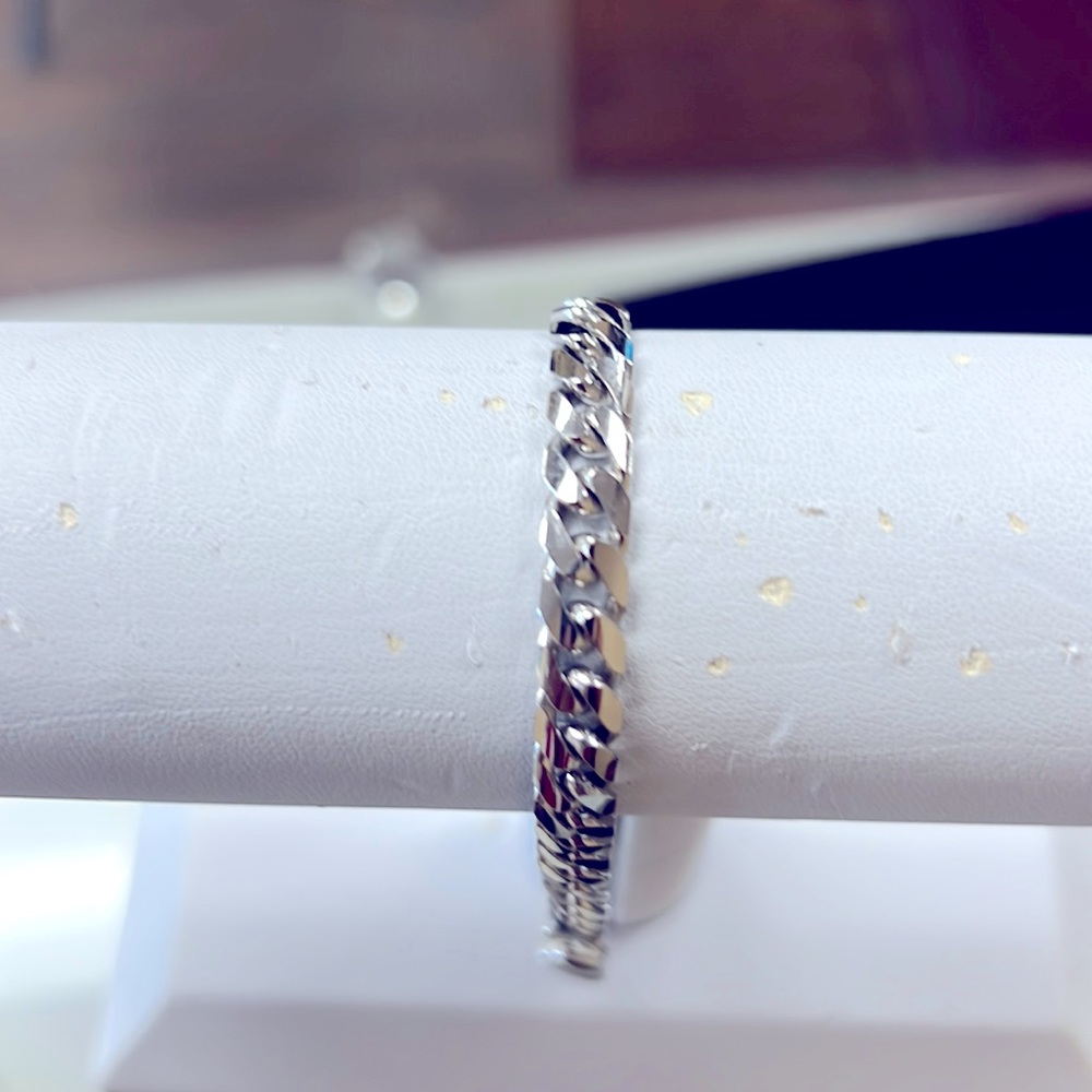 NEW Cuban 14K Solid White Gold Bracelet